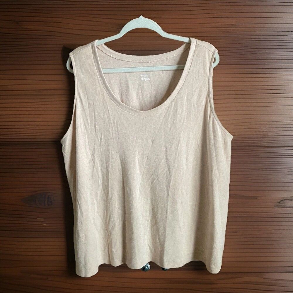 J. Jill 100% Pima Cotton Tank Top Sz XL Seashell Pink Sleeveless Rounded V-Neck